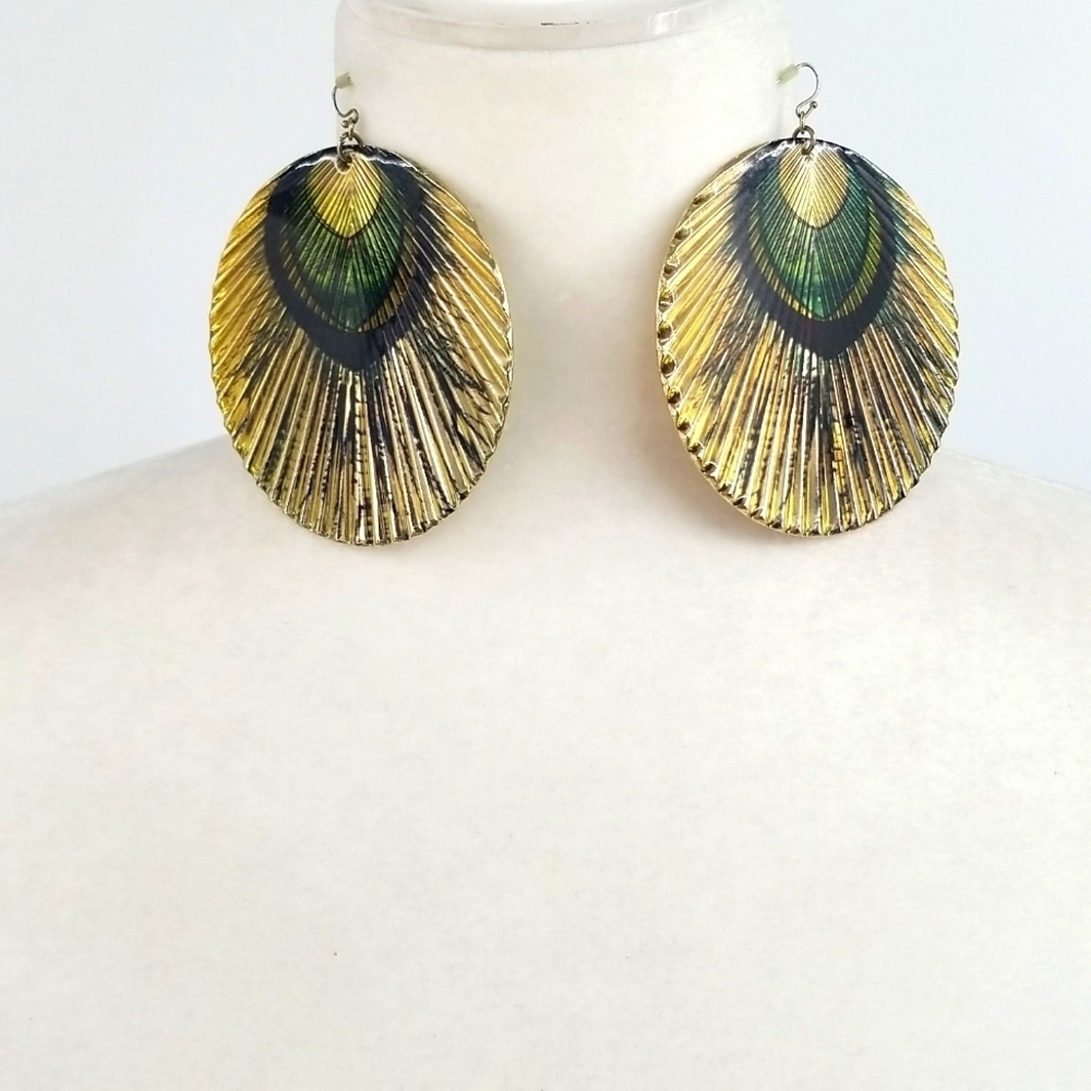 Oversized Gold Toned‎ Statement Earrings